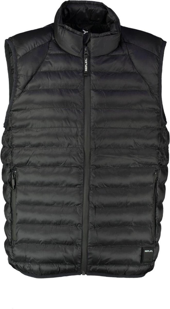 Replay zwarte gewatteerde bodywarmer - valt kleiner - Maat S