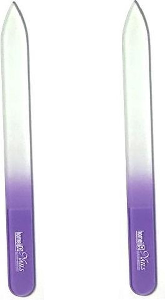 2x Homeij glasvijl vijl nagelvijl glas 13.5 cm - onverpakt - glazen nagelvijl - nagels - glass file - paars