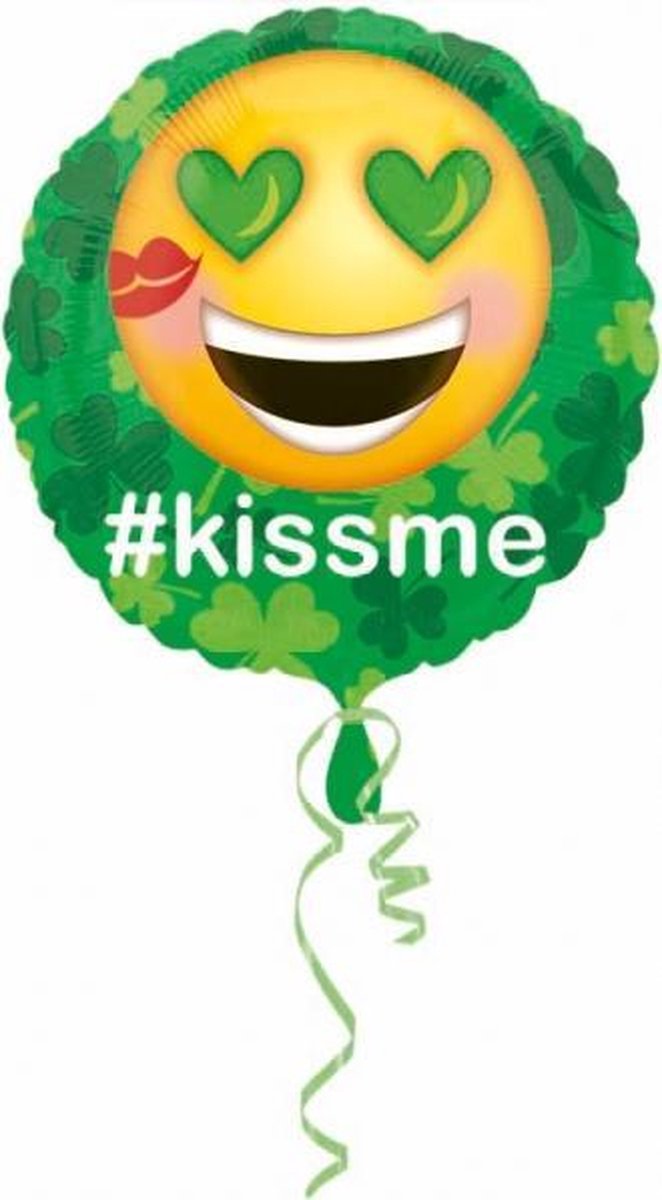 Standard St.Pat s Kiss Me Emoticon Foil Balloon Round S40 pa