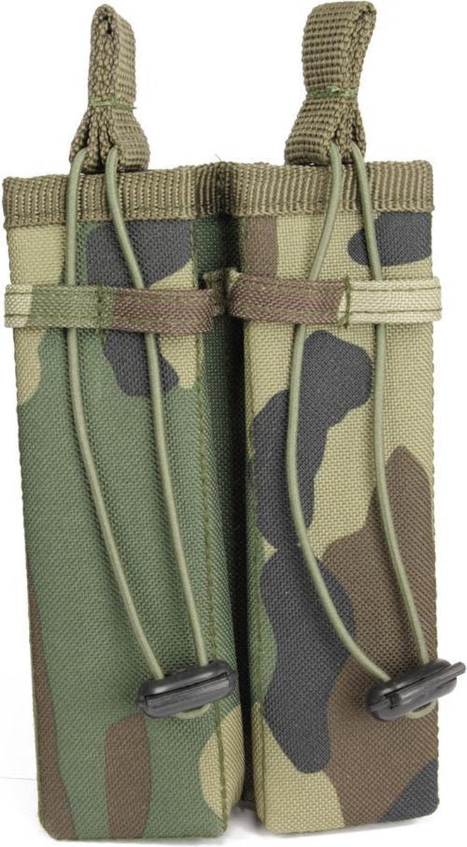101Inc Molle pouch Sidearm 2 Mag. C woodland camo