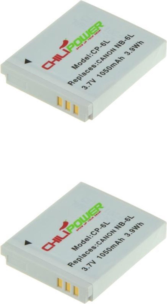 ChiliPower Canon NB-6L camera batterij - 2 stuks verpakking
