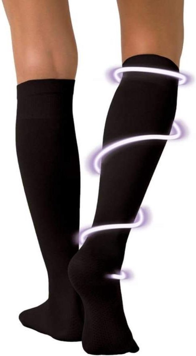 Compressie Sportsokken - Compressiekousen - Steunkousen - Reiskousen - Zwart M