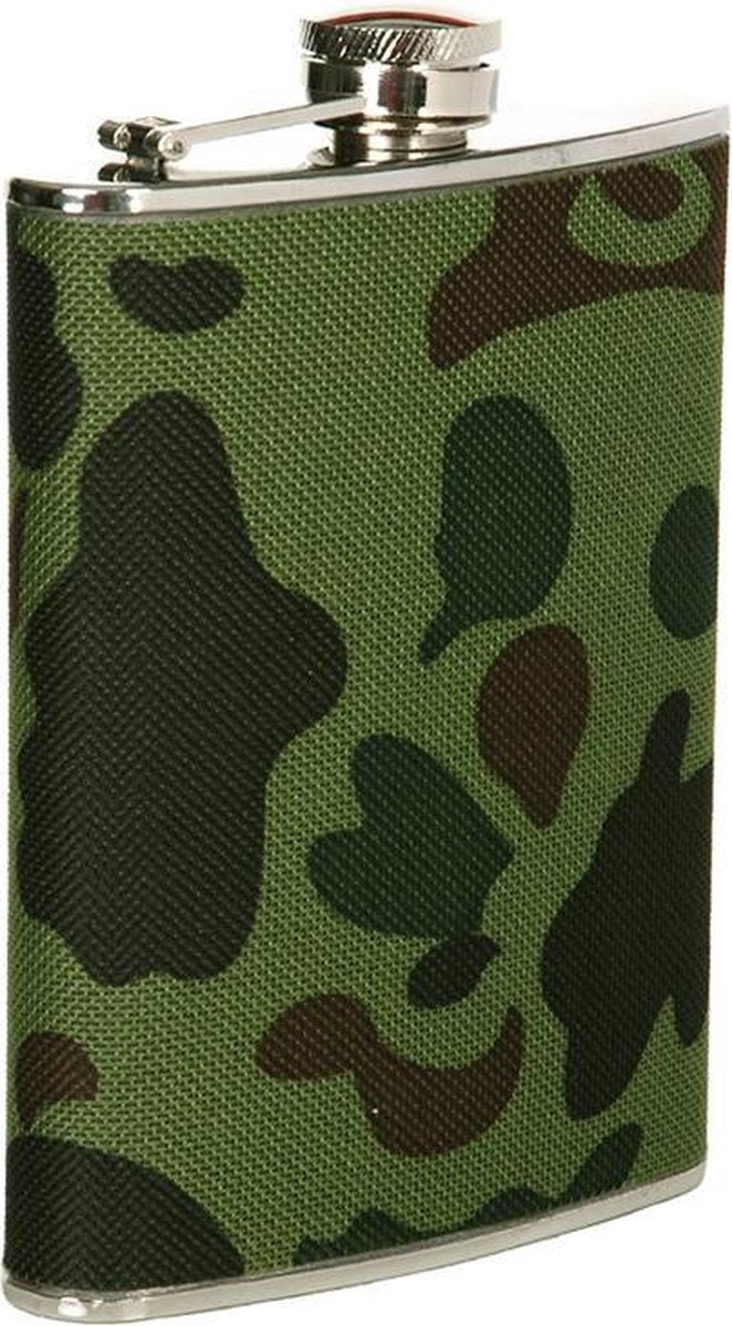 Zakfles/heupflacon camouflage Woodland 240ml