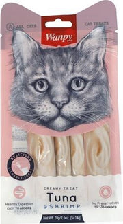 Wanpy creamy lickable treats tuna / shrimp - 14 gr 5 st - 1 stuks