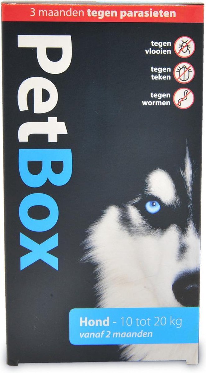 Petbox Hond Vlo. Teek & Worm - Anti vlo - teek- worm - Medium 10-20 Kg