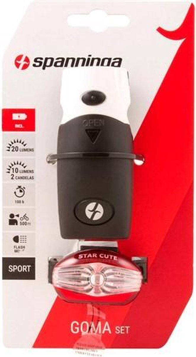 Spanninga verlichting set zwart goma + batterijen blister