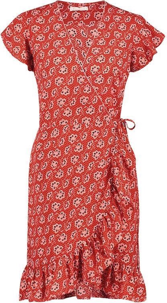 Freebird Rosy flower midi jurk rood  dames maat L