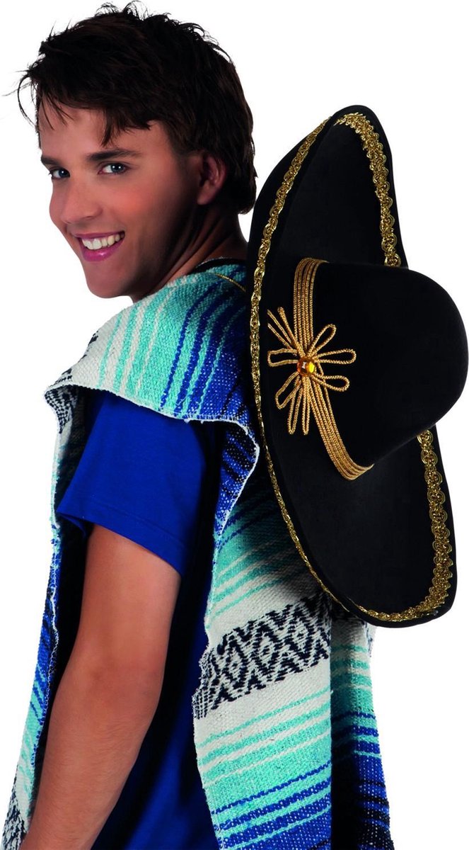 "Goud-zwarte sombrero voor volwassenen - Verkleedhoofddeksel - One size"