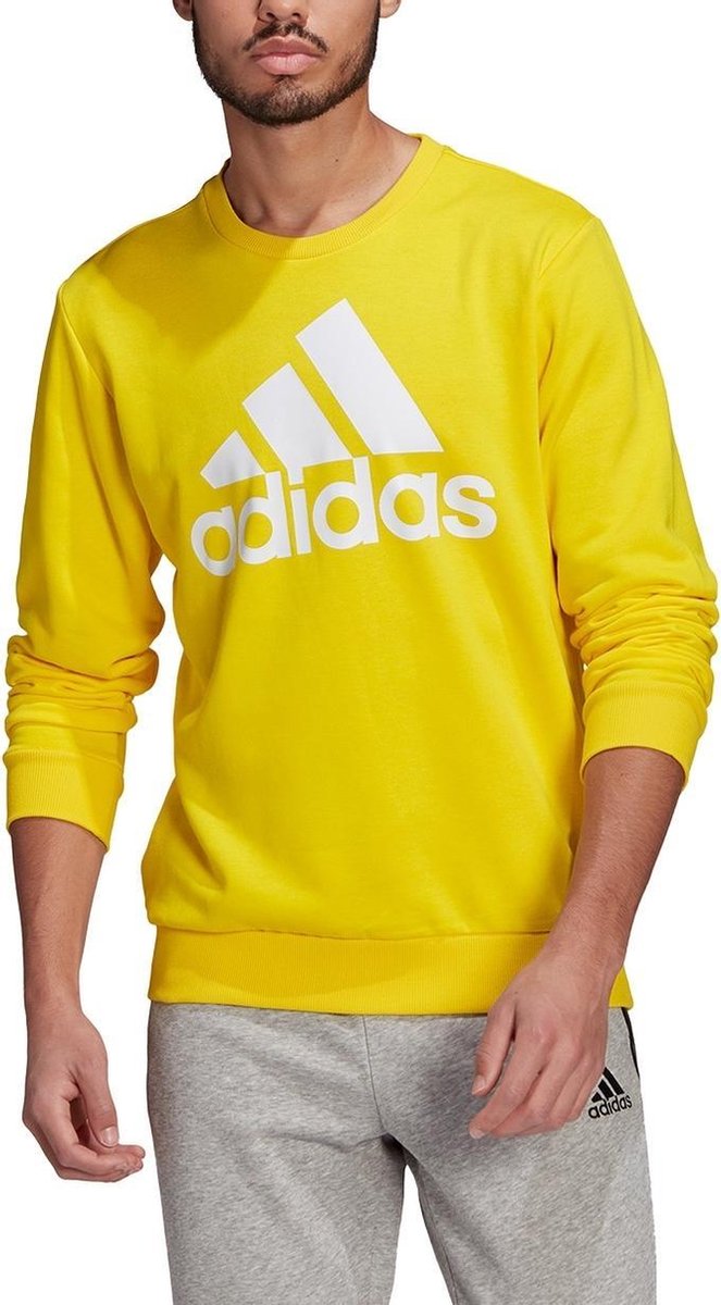 adidas - Essentials Big Logo Sweatshirt - Geel - Heren - maat  M