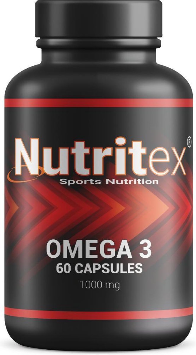 Nutritex© Premium Omega 3 - 100% Natuurlijk & Hulpstofvrij - Extra Sterk - 60 Capsules - Vitamine E - Visolie