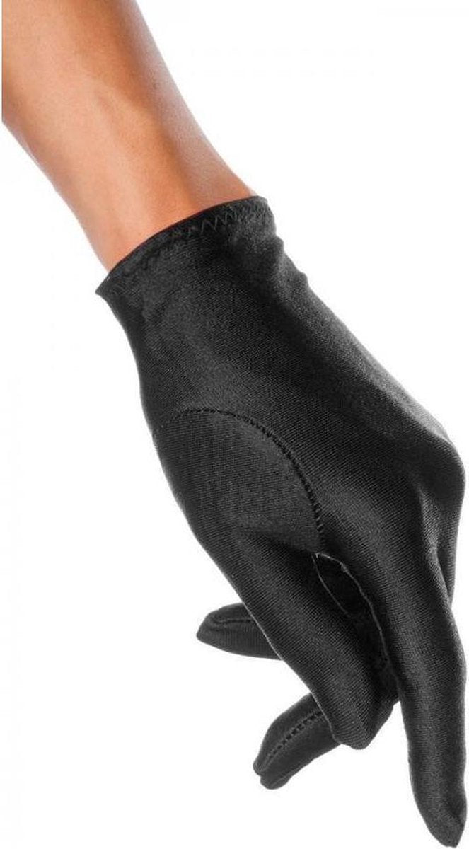 Zwarte Satijnen Handschoenen - Ana