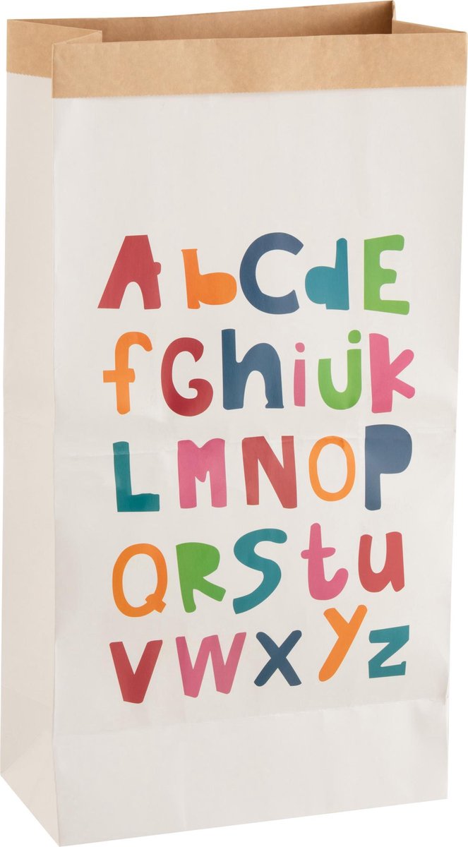 J-Line Papieren Zak Alfabet Papier Wit/Mix Medium Set van 3 stuks