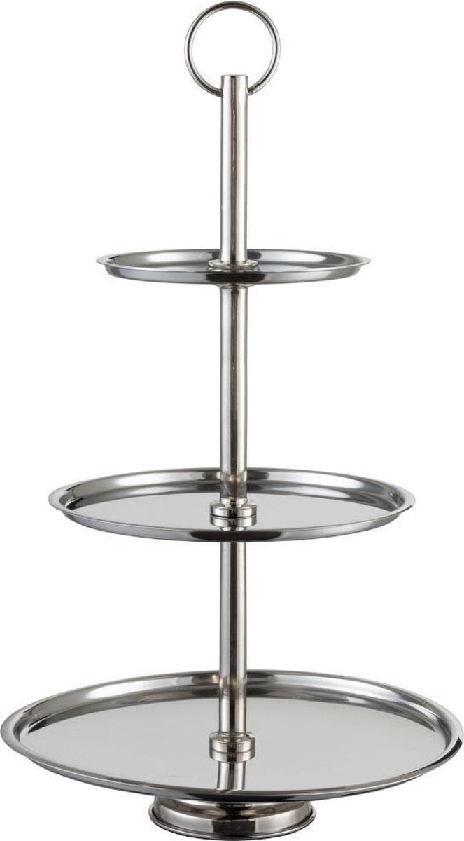 J-line Plateau 3 Niveaus Deco Roestvrij Staal Zilver