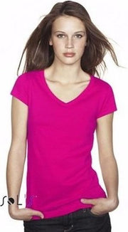 Dames t-shirt  V-hals fuchsia 40 (L)