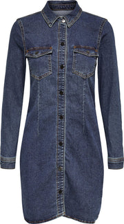 Jacqueline De Yong Shanon Dames Jeansjurk - Denim Blauw - Maat M