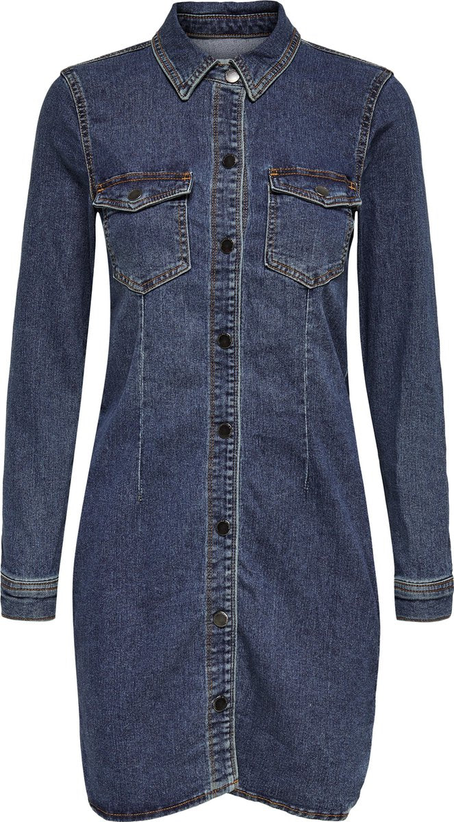 Jacqueline De Yong Shanon Dames Jeansjurk - Denim Blauw - Maat M