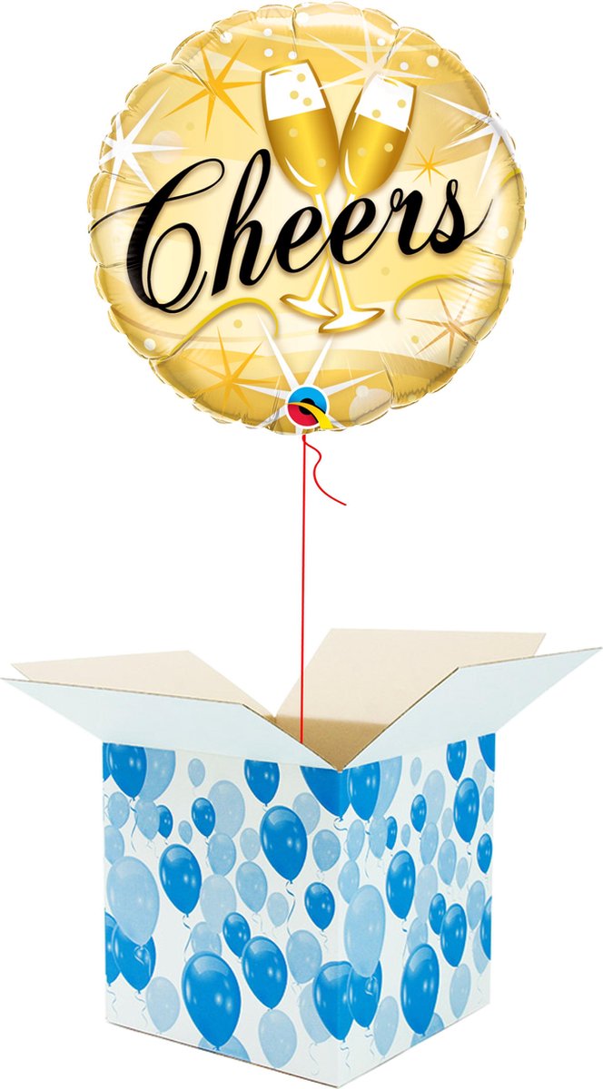 Helium Ballon gevuld met helium - Cheers! - Cadeauverpakking - Proost! Champagneglazen - Folieballon - Helium ballonnen gevuld