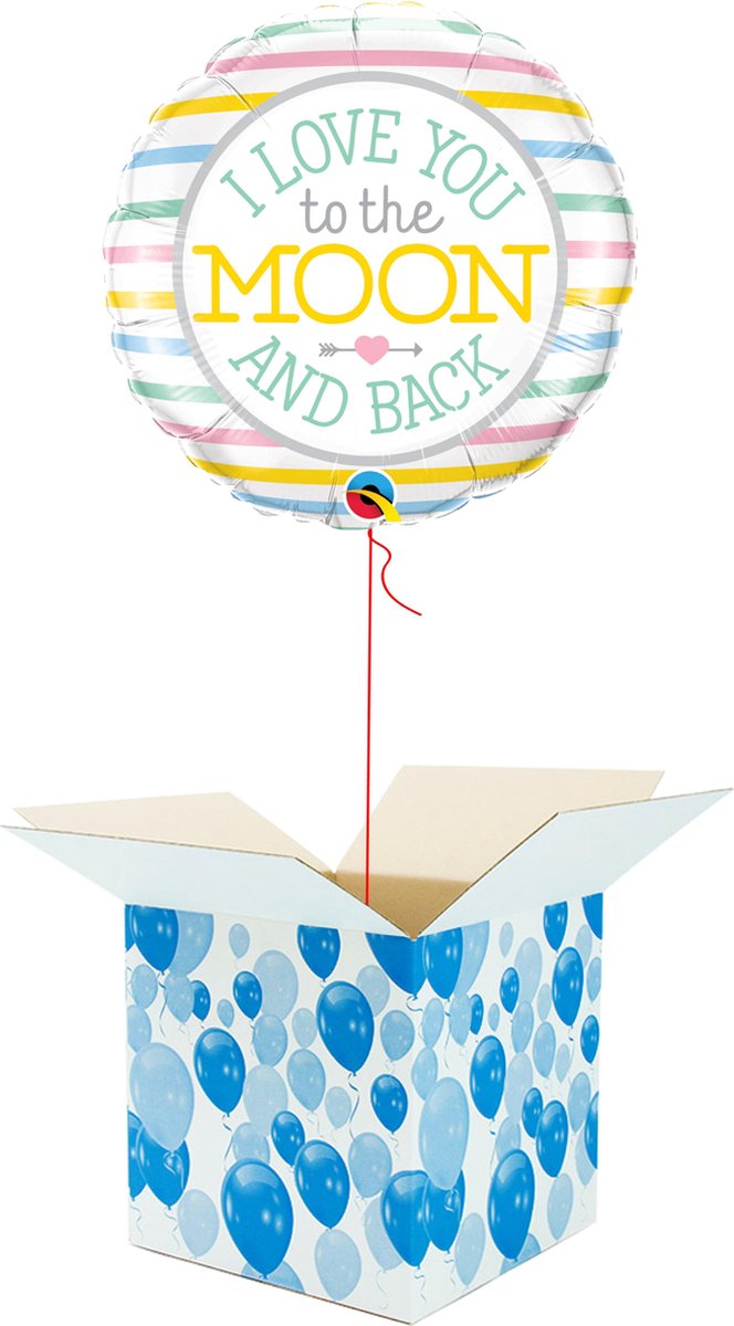 Helium Ballon gevuld met helium - Valentijnsdag - Cadeauverpakking - Love You to the Moon and Back - Hartjes Folieballon - Helium ballonnen Valentijnsdag