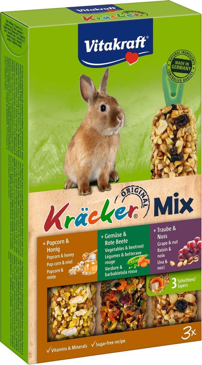 Vitakraft Konijn Kracker 3in1 Musli&Groenten&Popcorn
