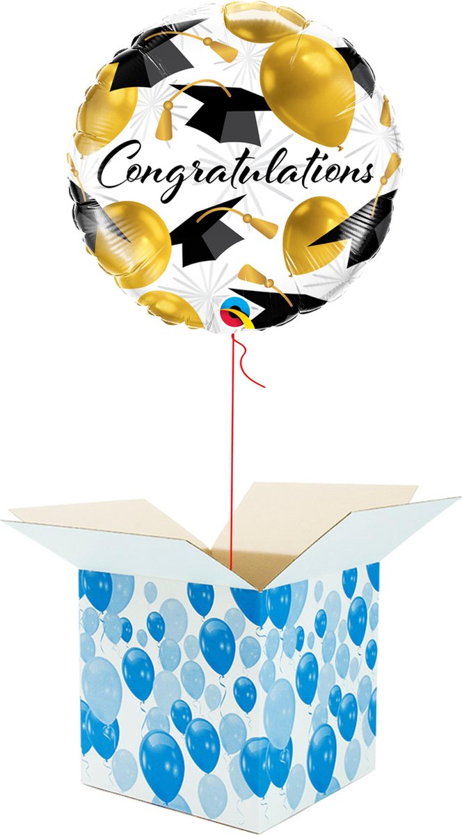 Helium Ballon gevuld met helium - Congratulations! - Cadeauverpakking - Gefeliciteerd - Geslaagd - Folieballon - Helium ballonnen gevuld