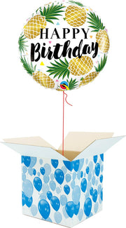 Helium Ballon Verjaardag gevuld met helium - Ananas print - Cadeauverpakking - Happy Birthday - Folieballon - Helium ballonnen verjaardag