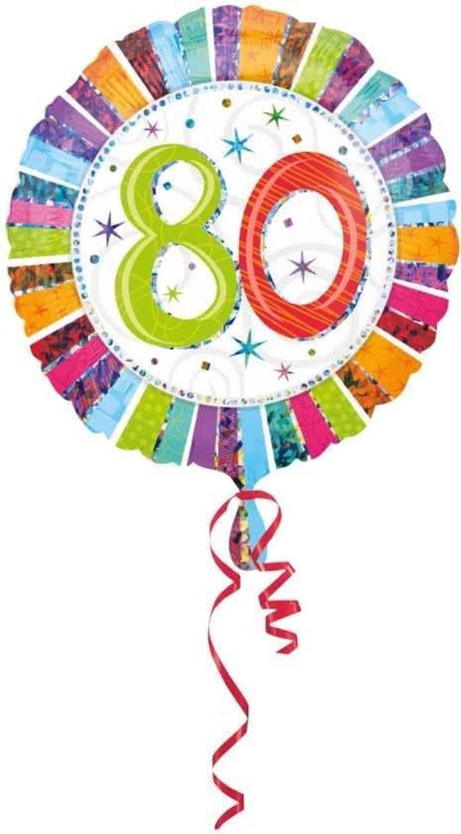 Folieballon - 80 Jaar - Radiant - 43cm - Zonder vulling