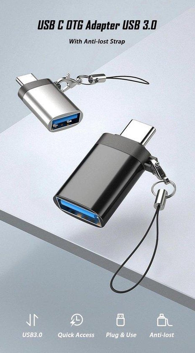 Usb c naar usb 3.0 - usb c adapter - Laptop usb c adapter - smartphone adapter - usb type c adapter - Zilver