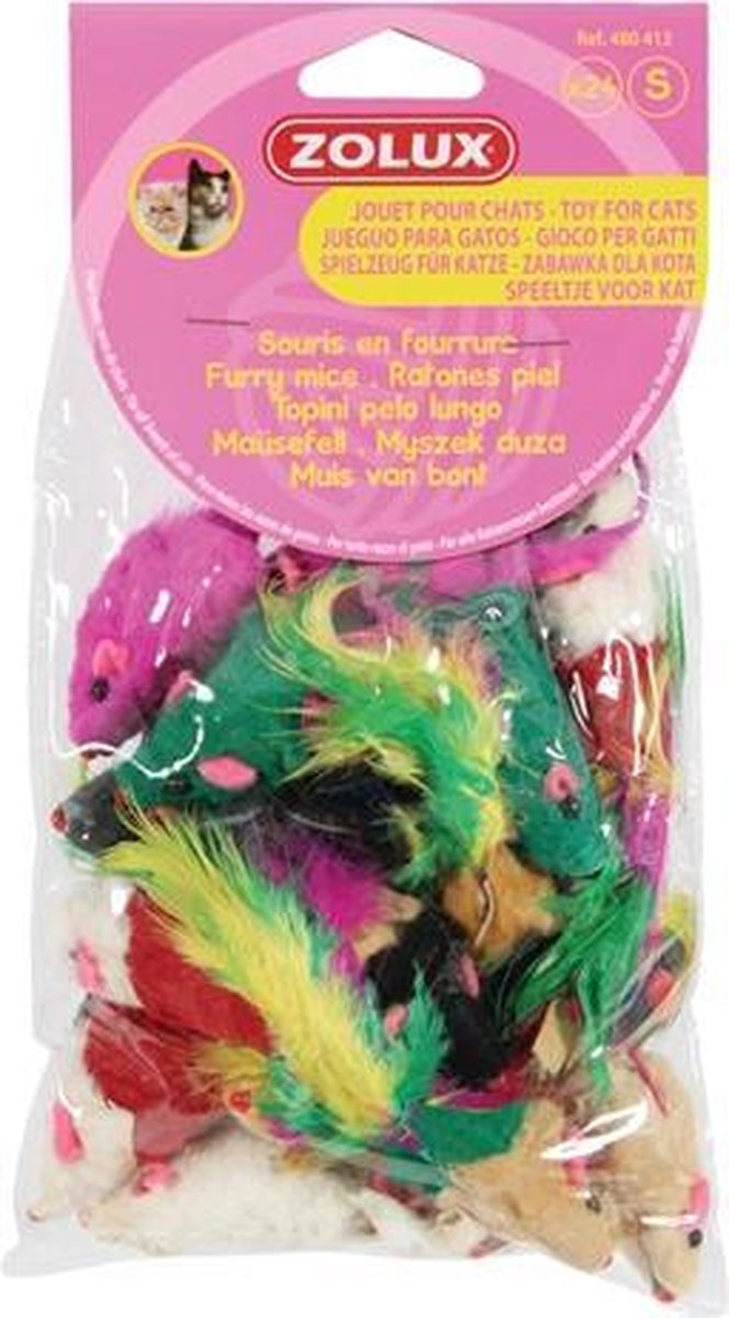 Zolux kattenspeelgoed bontmuisjes assorti - 24 st - 1 stuks