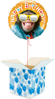 Helium Ballon Verjaardag gevuld met helium - Lachende chimpansee - Cadeauverpakking - Happy Birthday - Folieballon - Helium ballonnen verjaardag