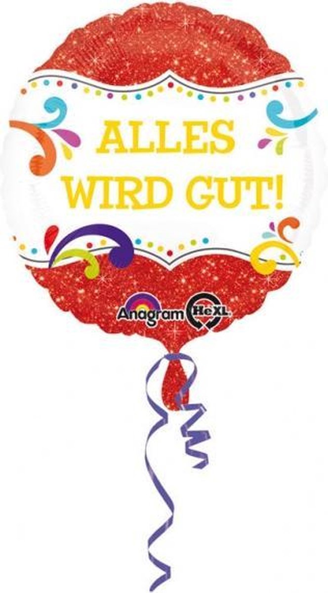Anagram Folieballon Alles Wird Gut 43 Cm Rood/wit