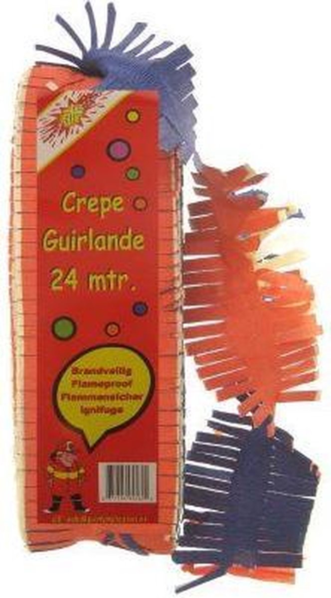 Crepeguirlande brandvertragend rood/geel/blauw 24m
