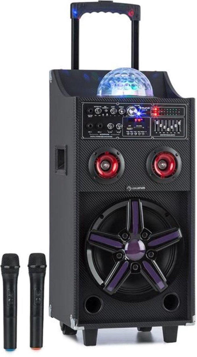 DisGo Box 100 PA-systeem 100W RMS BT SD-slot LED's USB accu zwart