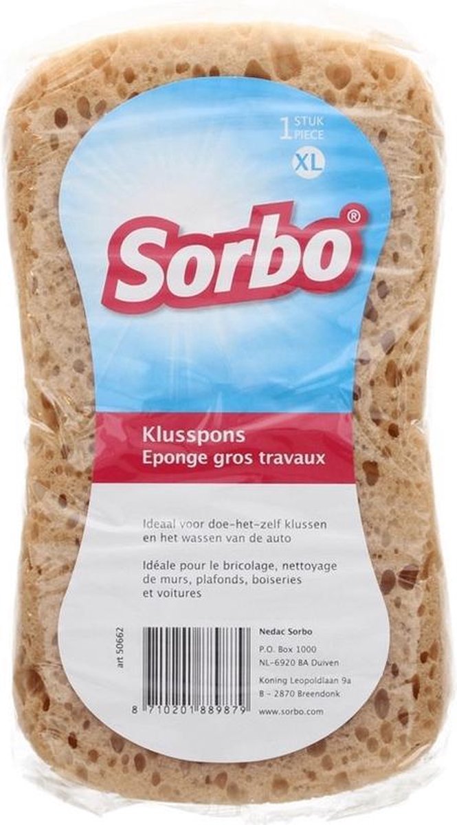 Grote Sorbo schoonmaakspons / viscose autospons 20 x11 cm - schoonmaakartikelen / auto wassen