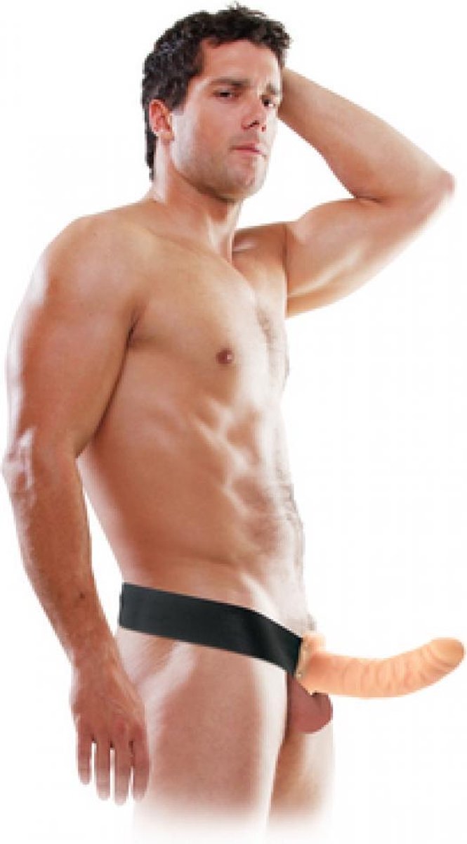 8" Hollow Strap On - Flesh - Strap On Dildos -