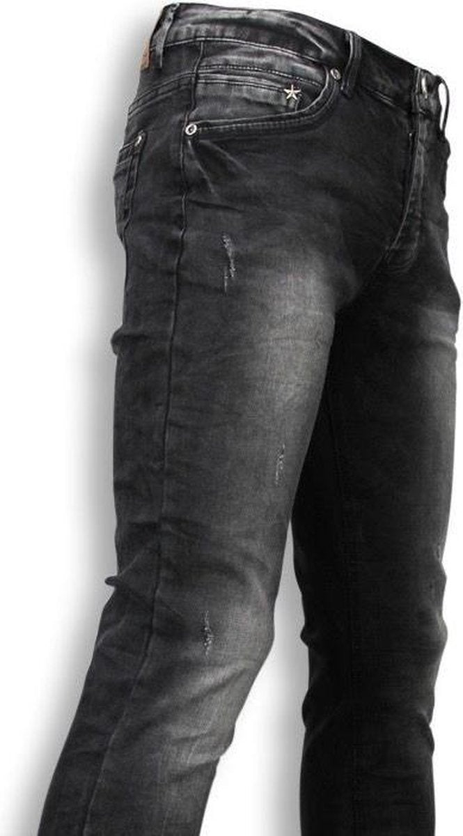 TRUE RISE Exclusieve Jeans - Slim Fit Washed Look Jeans - Grijs - Maten: 29