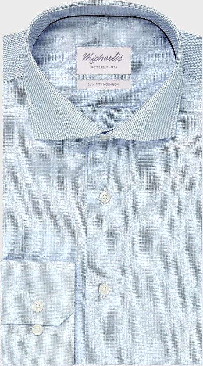 Michaelis Heren Overhemd Blauw Slim Fit - 38
