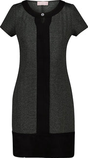 Cassis - Jurk in jacquardtricot met pand in suèdine - Antraciet
