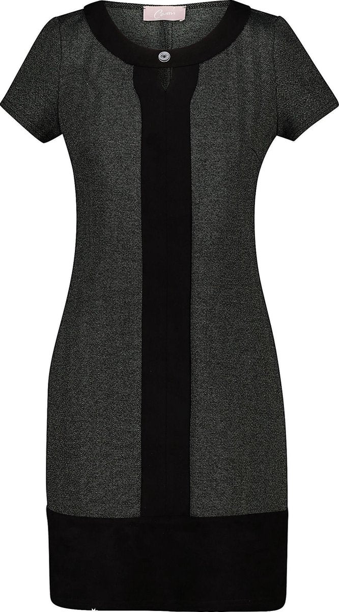 Cassis - Jurk in jacquardtricot met pand in suèdine - Antraciet