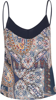 Cassis - Top met dunne bandjes en kasjmierprint - Marineblauw