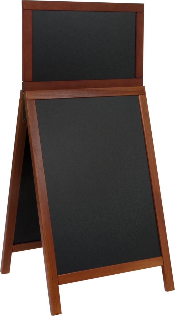 Securit Stoepbord groot deluxe met topbord mahonie SDT-M-120