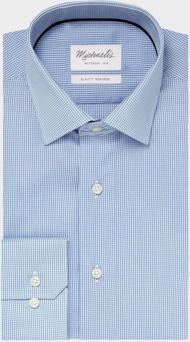 Michaelis Heren Overhemd Blauwe Ruit - 37