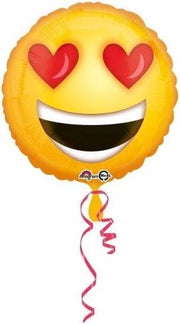 Helium ballon smiley met hartjes ogen 43 cm