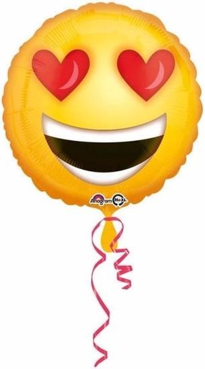 Helium ballon smiley met hartjes ogen 43 cm
