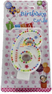 Taartkaars - cijfer 6 - Dots and stars  - Verjaardags kaars