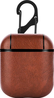 Kustleren beschermhoesje voor Apple Airpods + draagklip - Bruin