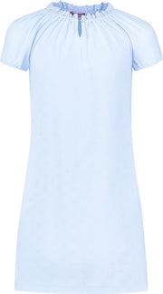 Exclusief Luxueus Kinder nachtkleding een Luxe mooi zacht blauw Girly Nachthemd van Hanssop met verfijnde kant rand details en luxe hals verwerking
