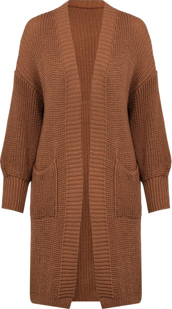 Long cardigan camel