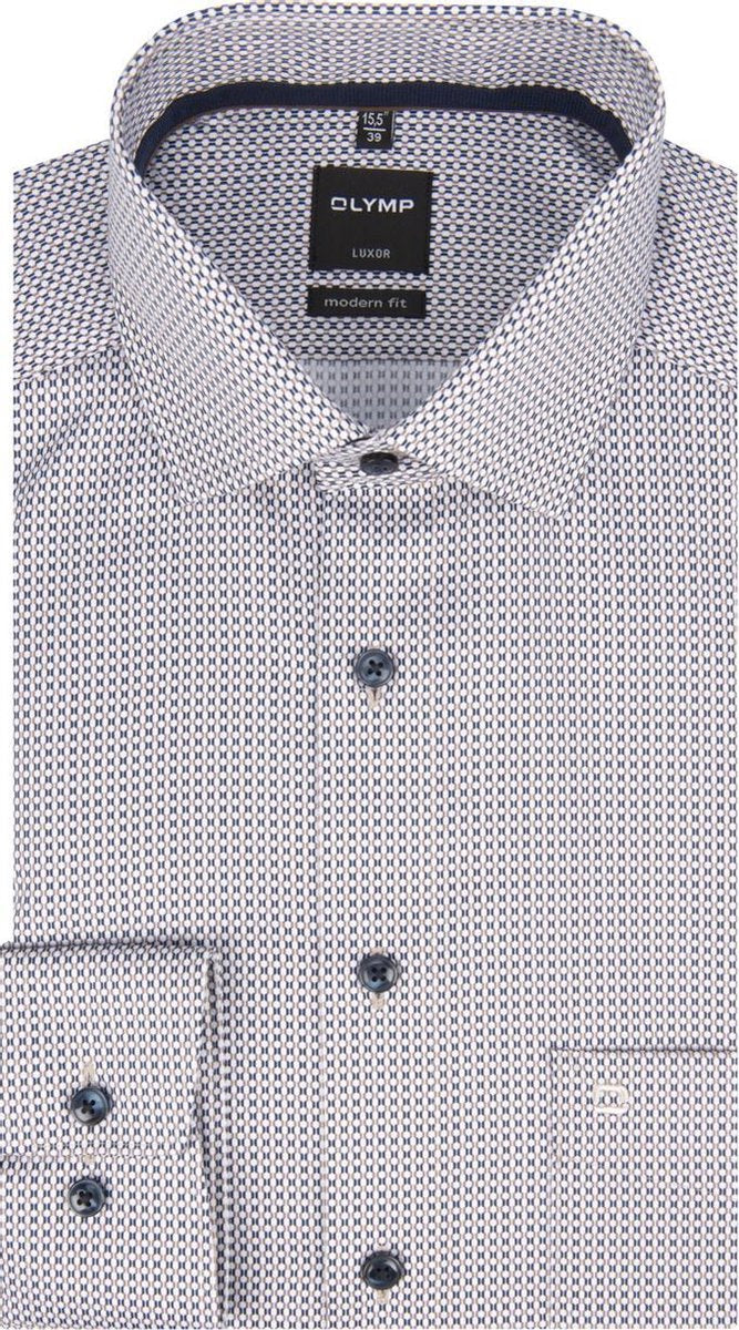 Modern Fit Olymp overhemd bruin blauw