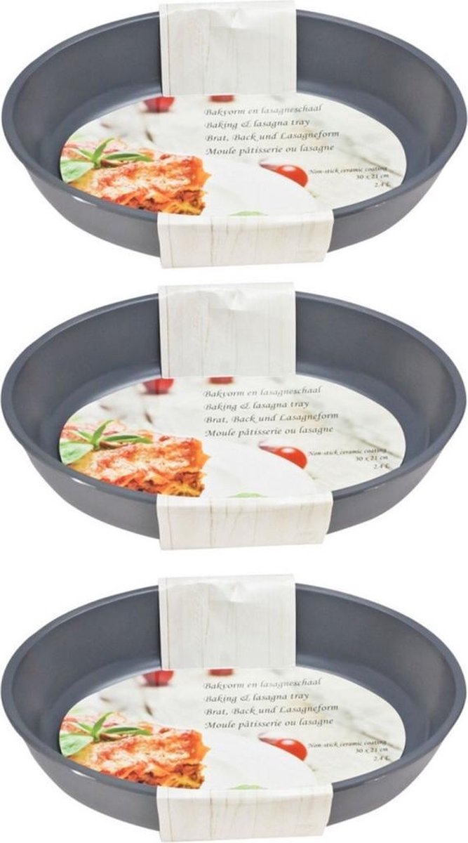 3x Zwarte ovale glazen ovenschaal 2