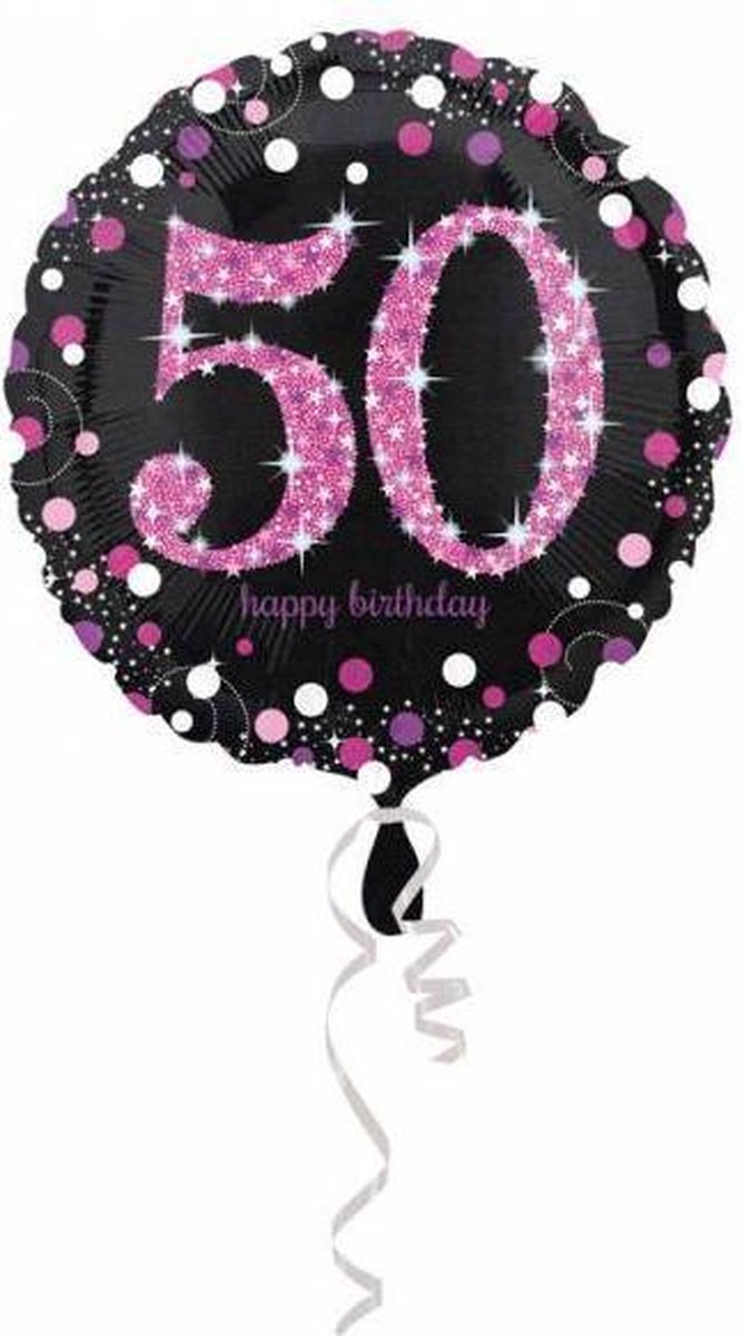Helium Ballon 50 Jaar Roze 43cm leeg
